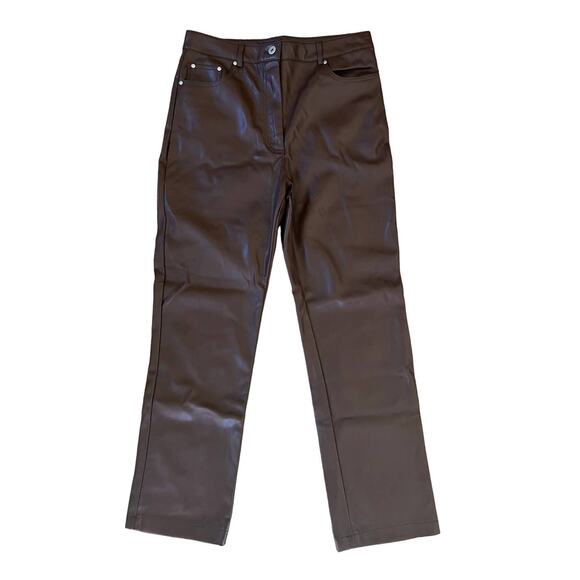 7 for All Mankind Faux Vegan Leather Slim Straight Pants - Picture 3 of 16